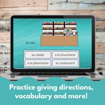 French directions, vocabulary, aller, prepositions au/à la practice activities, image 2