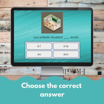 French directions, vocabulary, aller, prepositions au/à la practice activities, image 3