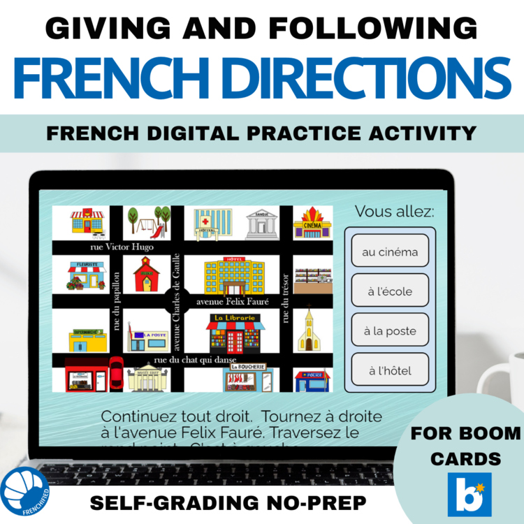 French giving directions la ville following directions boom cards French game