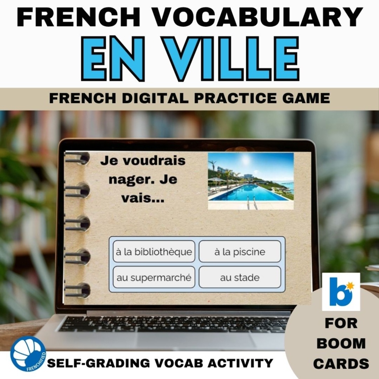 French vocabulary places in town practice game - places in town