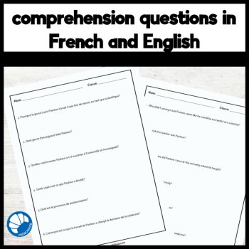Intermediate French Reading Comprehension Biography Bundle with Questions, image 3
