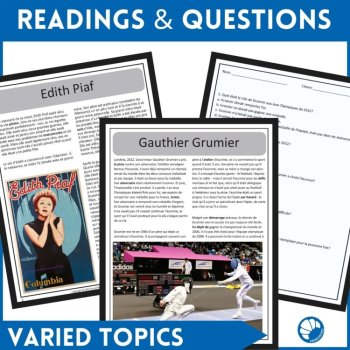 Francophone Biographies: Intermediate French Reading Comprehension Bundle, image 2