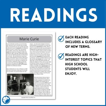 Francophone Biographies: Intermediate French Reading Comprehension Bundle, image 3
