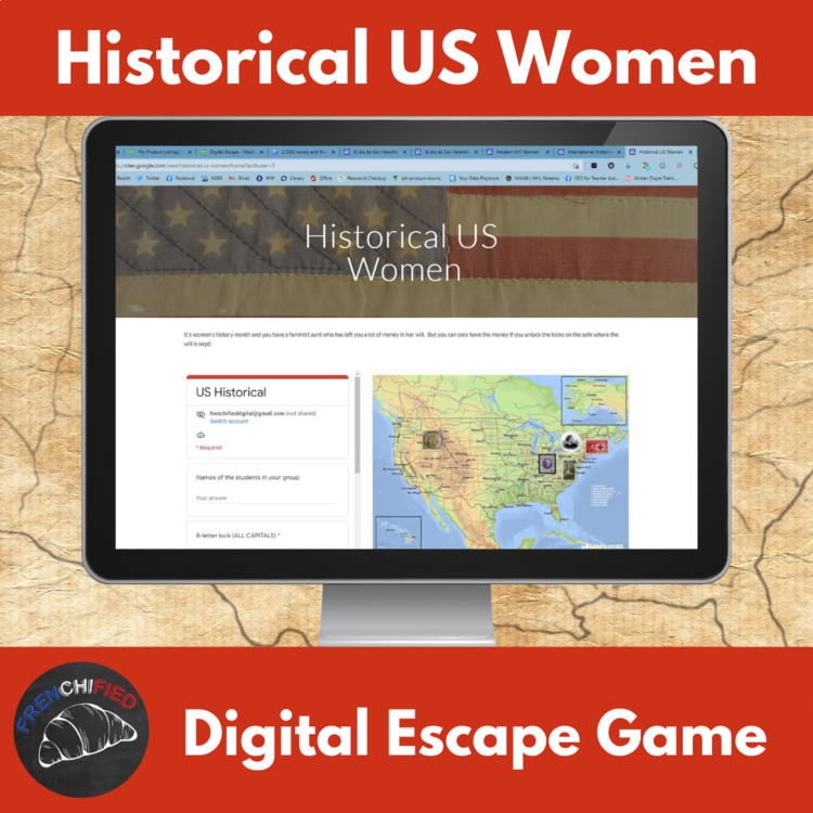 Womens History Month Digital Escape Room US History Historical American Women