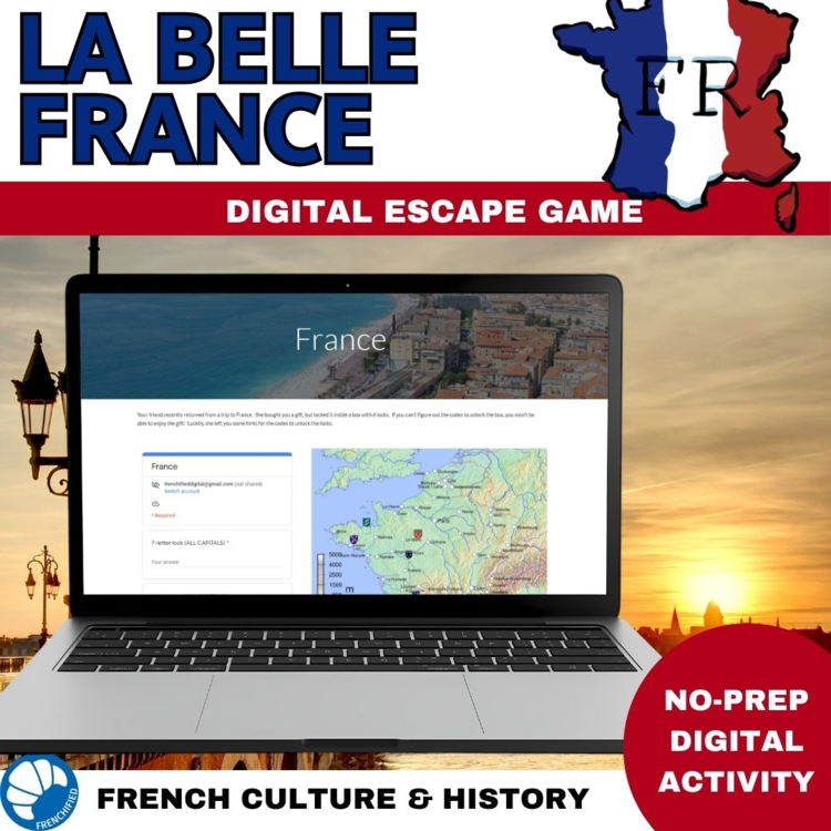 French history and culture Digital Escape Game France no-prep cultural activity