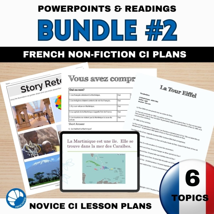 French Lesson Plans Nonfiction Bundle #2 Comprehensible Input - novice French
