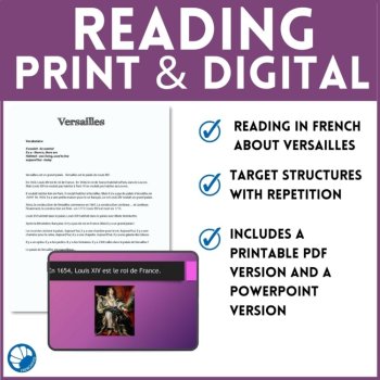 Beginning French Reading Comprehensible Input Lesson Plan Versailles, image 3