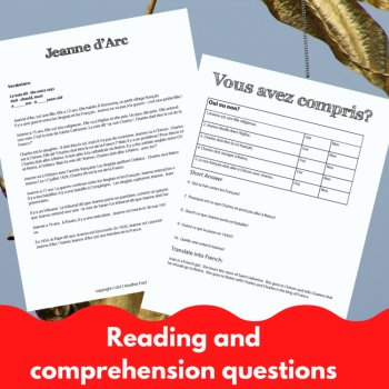 Joan of Arc Activity | Beginning French Comprehensible Input Reading Lesson, image 2