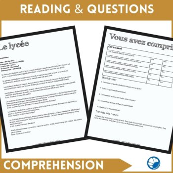 Beginning French High Schools Comprehensible Input Reading Activity Le Lycée, image 2