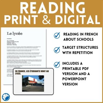 Beginning French High Schools Comprehensible Input Reading Activity Le Lycée, image 3