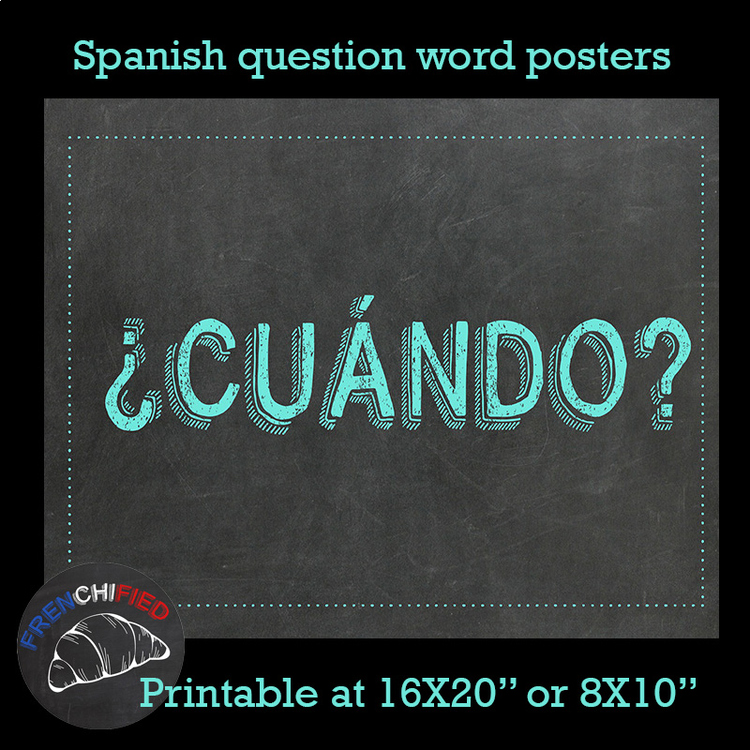 Free Spanish question words printable posters las Palabras interrogativas