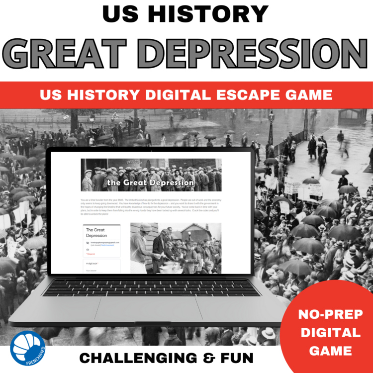 Causes of the Great Depression activities - digital escape game US history