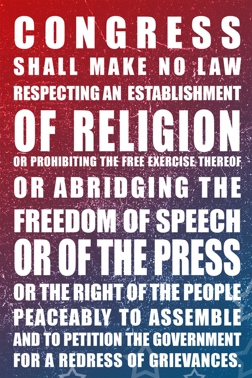 US Constitution First amendment Bill of Rights poster printable