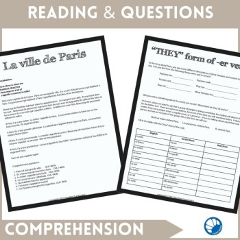 Comprehensible Input Paris lesson Beginning French La Ville de Paris reading, image 2