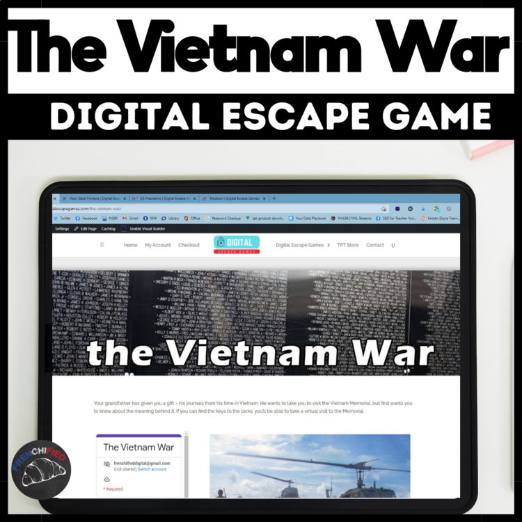 US History Escape Room Vietnam War Review Game World history Digital Escape