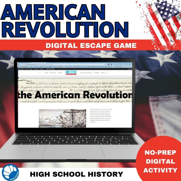 High School digital Escape Room for US History: American Revolutionary War