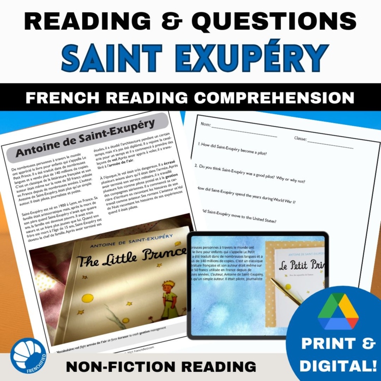 AP French Language Reading Le Petit Prince author biography Saint-Exupéry