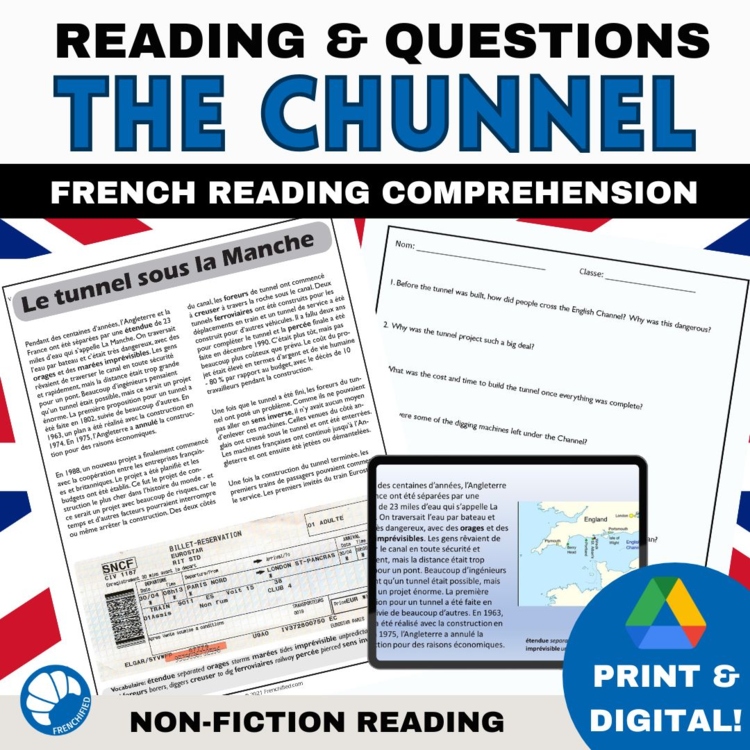 French Reading Comprehension Eurostar & Chunnel Activity with Questions
