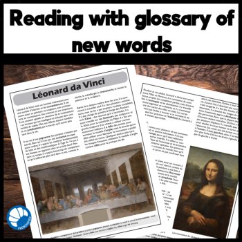 French reading comprehension activity and questions Leonardo Da Vinci, image 2