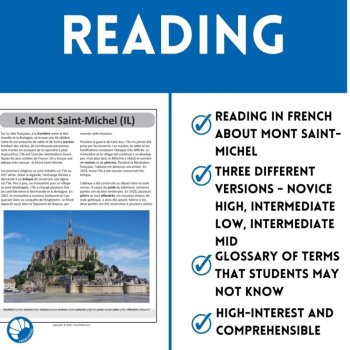 NH/IL/IM French reading comprehension de Lecture activity Mont Saint-Michel, image 2
