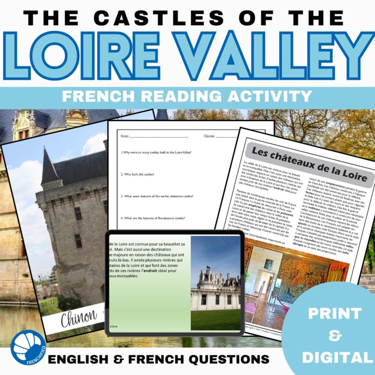 Core French Castles Reading Comprehension | Loire Valley French Culture Activity