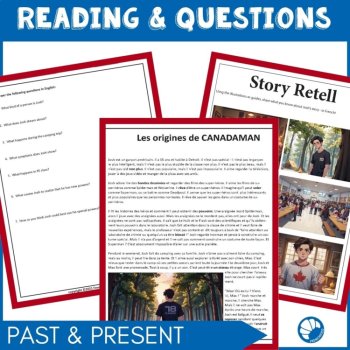 French Superhero Reading Comprehension | Canadaman Story & questions, image 2