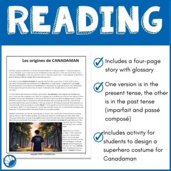 French Superhero Reading Comprehension | Canadaman Story & questions, image 3
