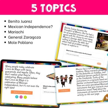 Spanish Cinco de Mayo/5 de Mayo/May 5 Digital Escape Game HS Activities, image 3