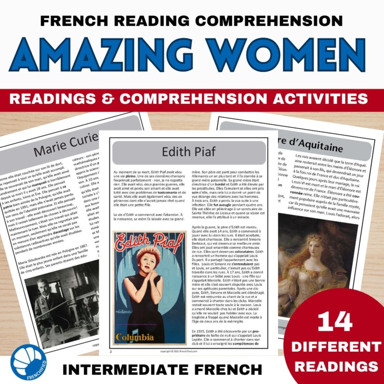 Womens history month French reading comprehension activities