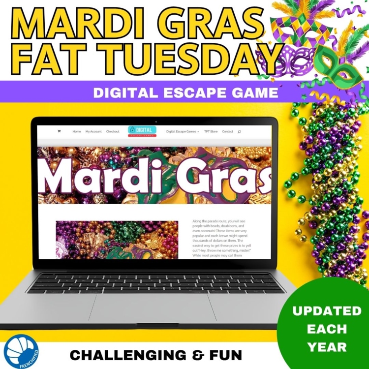 French Mardi Gras escape room Fat Tuesday activity for high school French