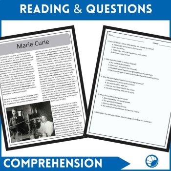 Marie Curie biography French reading comprehension activity and questions, image 2