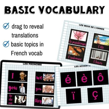 French 1 Digital interactive notebook vocabulary and verbs for Google Drive, image 3