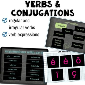French 1 Digital interactive notebook regular & irregular verbs for Google Drive, image 3