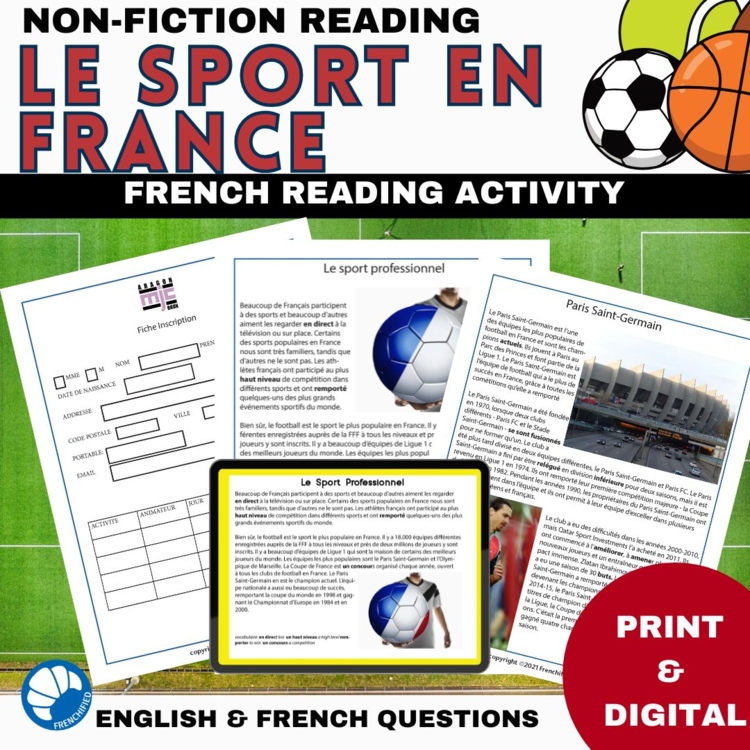 Les Sports French Reading Comprehension | Culture Reading Activity