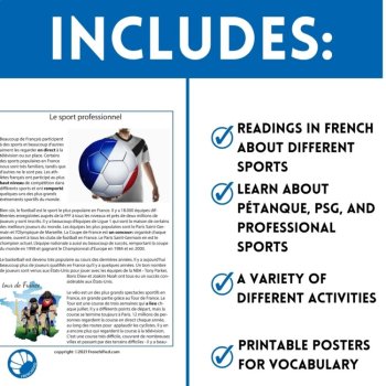Les Sports French Reading Comprehension | Culture Reading Activity, image 3