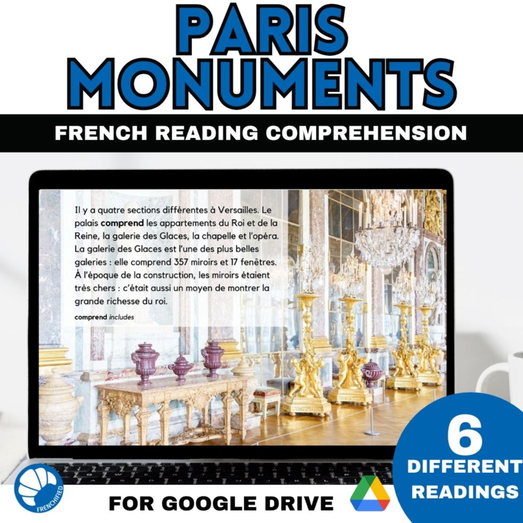French reading comprehension activities Paris monuments novice intermediate