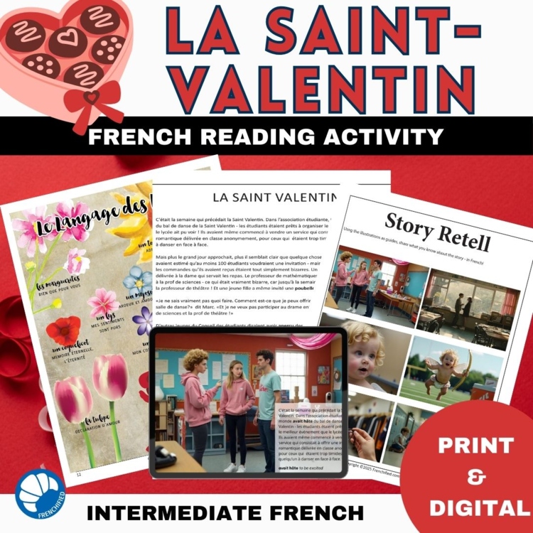 French Valentine's Day Reading Comprehension | Intermediate Short Story