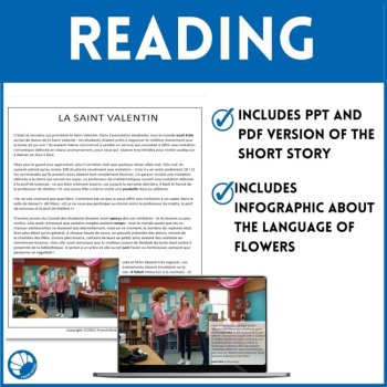 French Valentine's Day Reading Comprehension | Intermediate Short Story, image 3