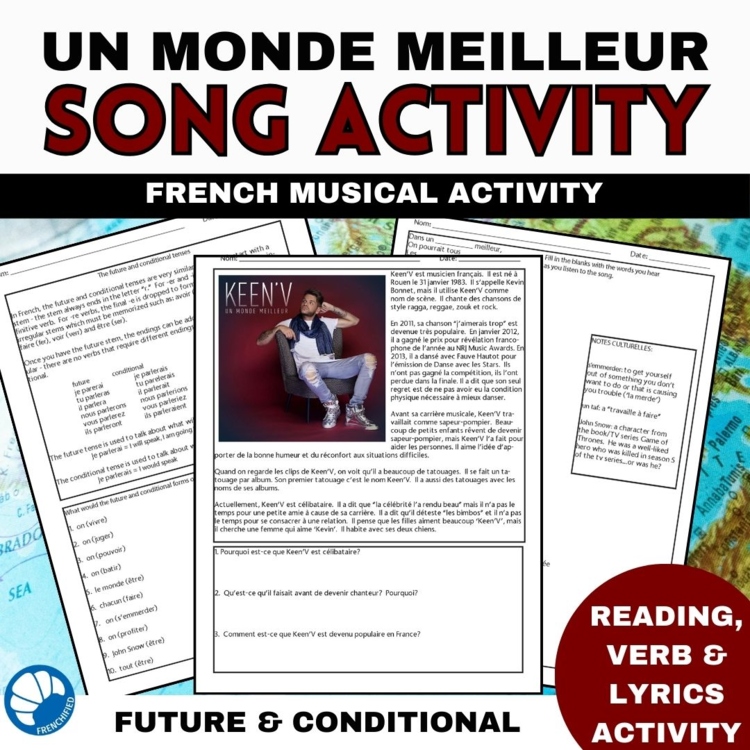 Keen'V Un Monde Meilleur French Music Activities Future Conditional Verbs