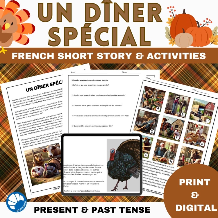 French Thanksgiving Activity | Reading Comprehension Short Story
