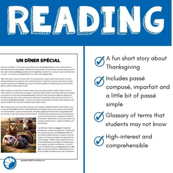 French Thanksgiving Activity | Reading Comprehension Short Story, image 2