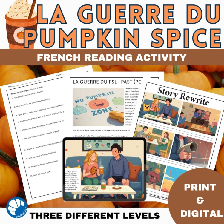 French Autumn Reading Passé Composé and Imparfait Short Story Pumpkin Spice