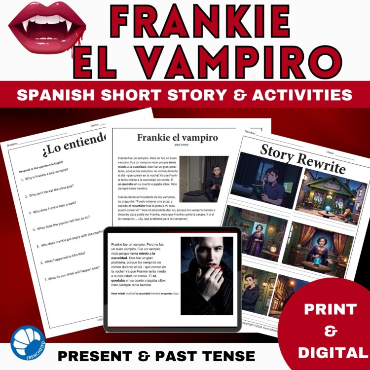 Spanish Halloween Reading | Present and Past Tense Short Story Vampires