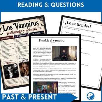 Spanish Halloween Reading | Present and Past Tense Short Story Vampires, image 2