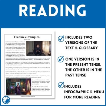 Spanish Halloween Reading | Present and Past Tense Short Story Vampires, image 3
