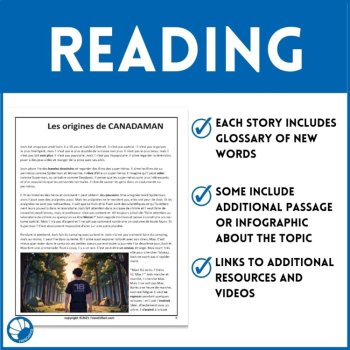 French reading comprehension activities Short Stories with questions sub plans, image 3