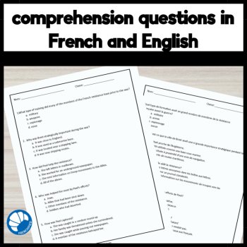 French Reading Comprehension Activity on Andrée Peel and WWII Resistance, image 3