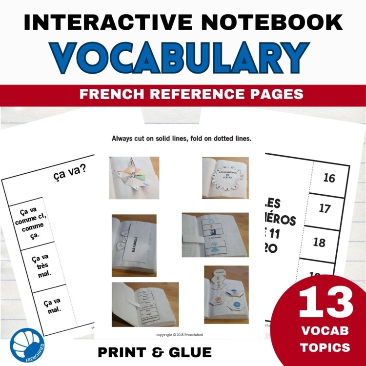 French Interactive Notebook Vocabulary Foldables and Printable Flip Book
