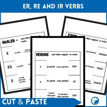 French 1 Interactive Notebook French Regular verb conjugations ER, IR, RE verbs, image 2