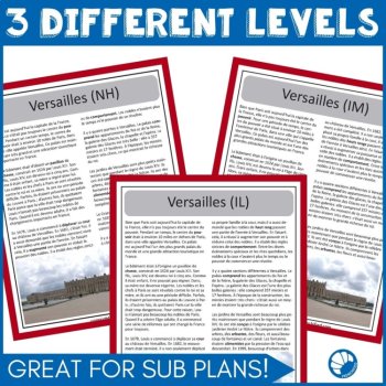 Versailles French Reading Passage and Comprehension Questions for Core French, image 4